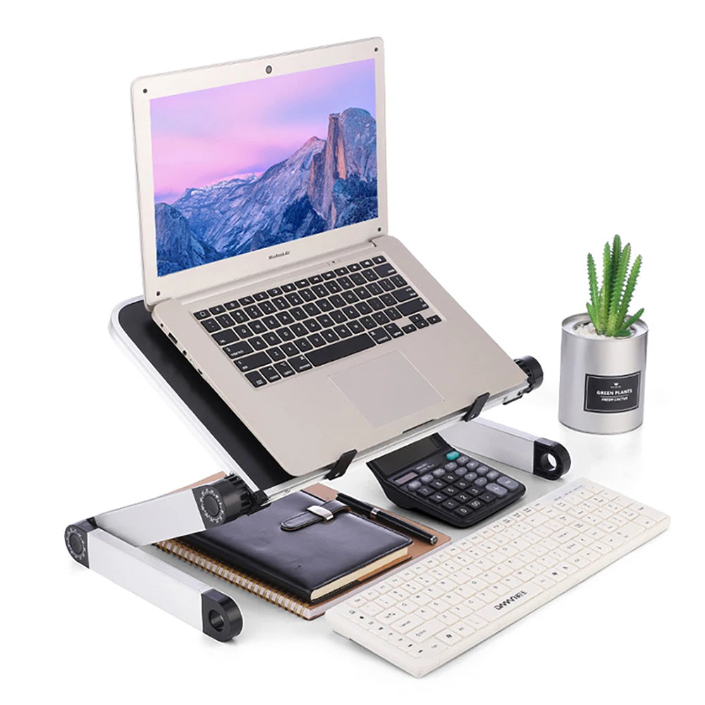 Support Bureau Ergonomique Réglable pour Ordinateur Portable – Aluminium 360° avec Tapis de Souris