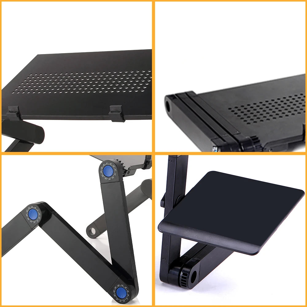 Support Bureau Ergonomique Réglable pour Ordinateur Portable – Aluminium 360° avec Tapis de Souris