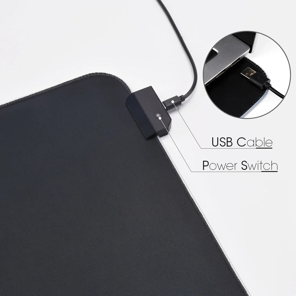 Tapis de souris LED RGB Gaming – 14 modes lumineux | XXL étanche & antidérapant