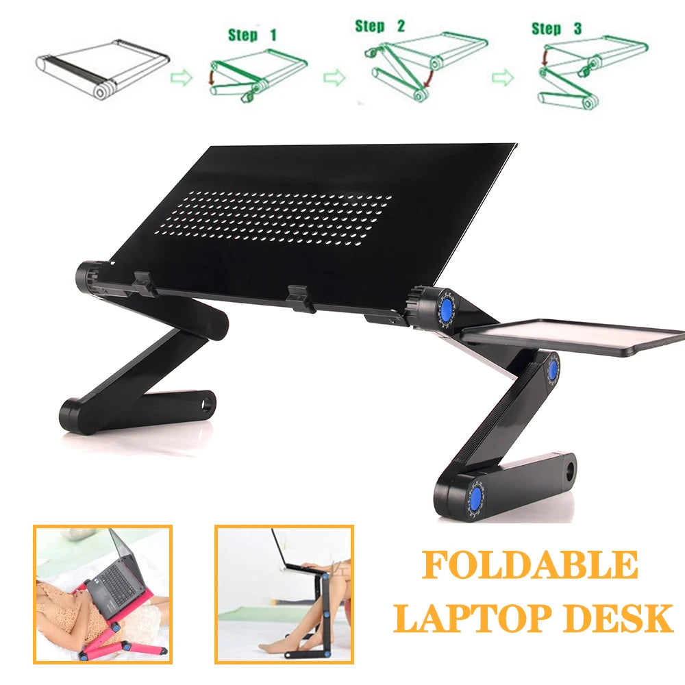 Support Bureau Ergonomique Réglable pour Ordinateur Portable – Aluminium 360° avec Tapis de Souris