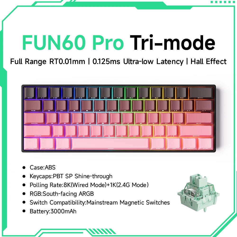 Clavier Gaming Monsgeek FUN60 Pro & MAX – Switchs Magnétiques, 60% Compact, 8K Polling Rate, ARGB