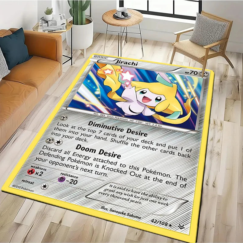 Tapis Pokémon Carte Géante – Pikachu & Dracaufeu | Décor Salon & Chambre | Antidérapant