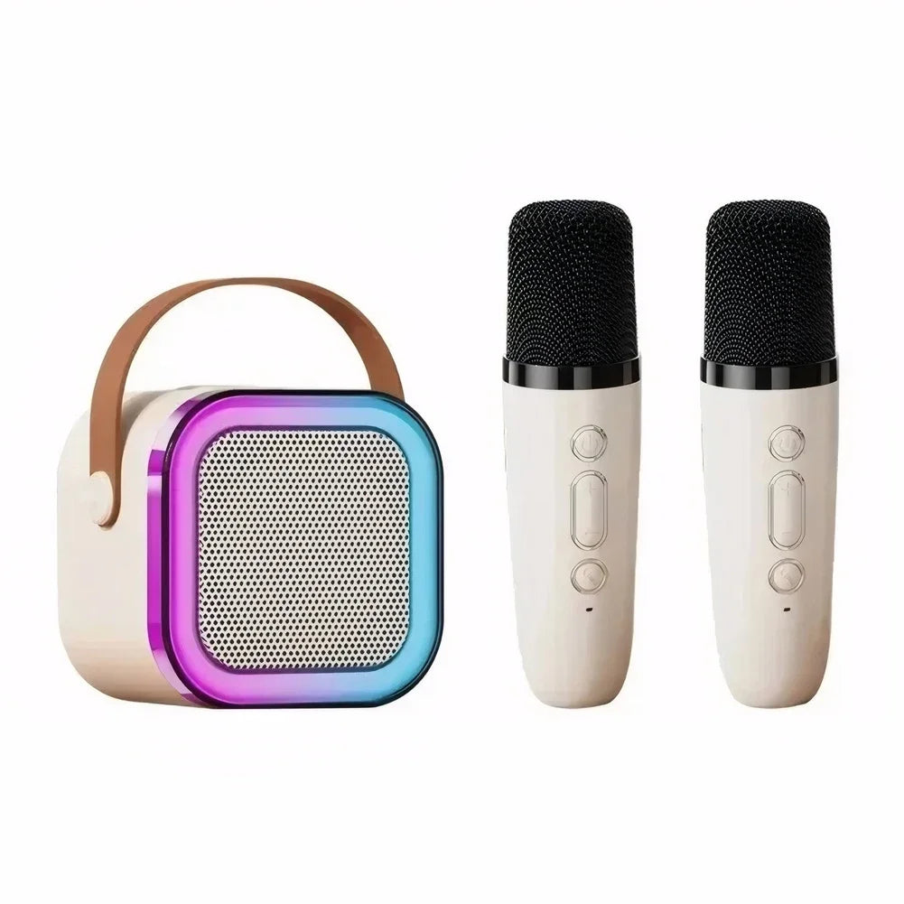 Machine de Karaoké K12 – Enceinte Bluetooth 5.3 avec 2 Micros Sans Fil, Lumières LED, Autonomie Longue