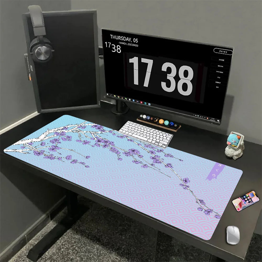Tapis de souris XXL Sakura Japonais – Gaming & Bureau | Antidérapant | Design Fleurs de Cerisier