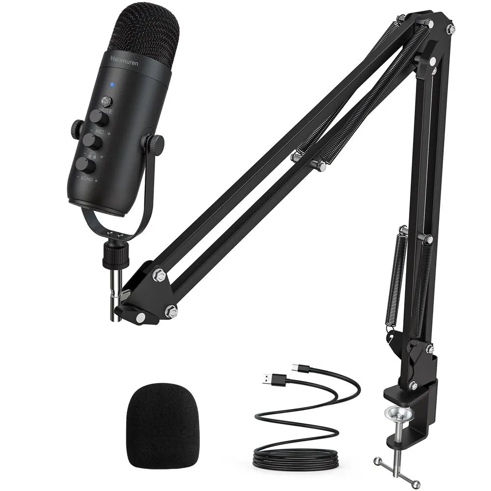 Microphone Professionnel USB Haomuren avec Bras Articulé – Qualité Studio