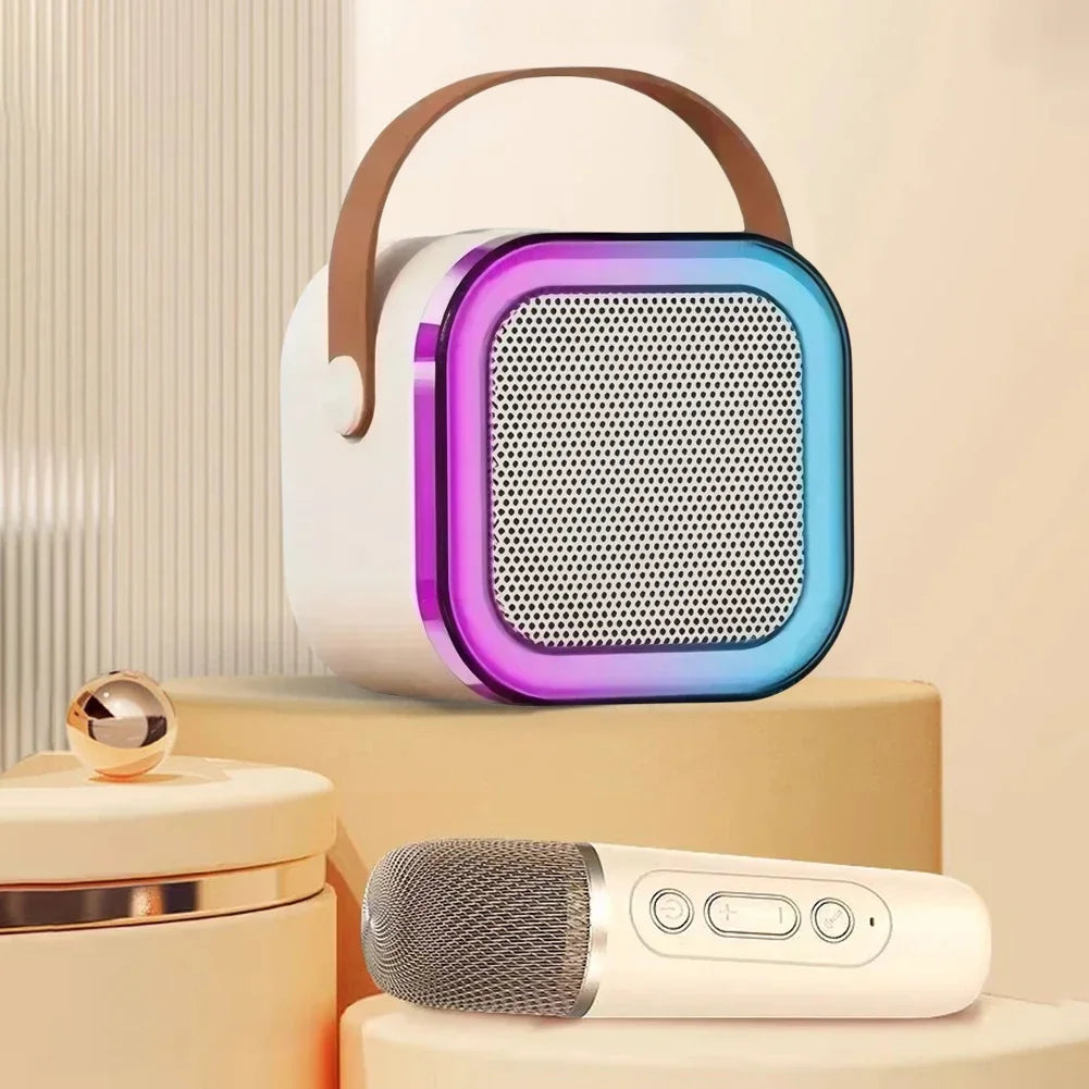Machine de Karaoké K12 – Enceinte Bluetooth 5.3 avec 2 Micros Sans Fil, Lumières LED, Autonomie Longue