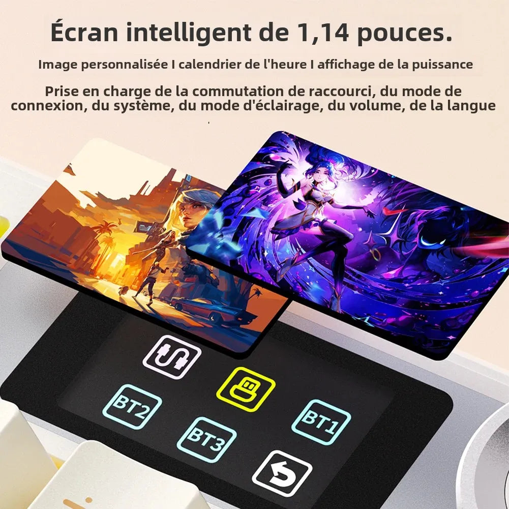 Clavier Mécanique AULA F108 Pro – Sans Fil Bluetooth, Écran TFT Intelligent, Hot-Swap, RGB