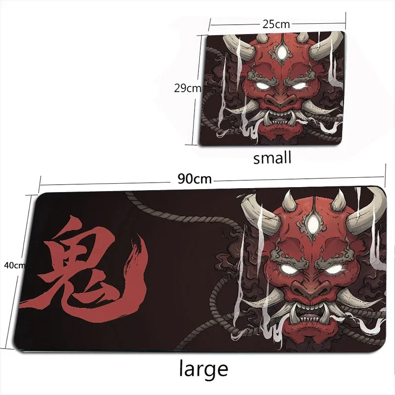 Tapis de souris XXL Oni Japonais – Gaming & Bureau | Antidérapant | Design Masque Démon