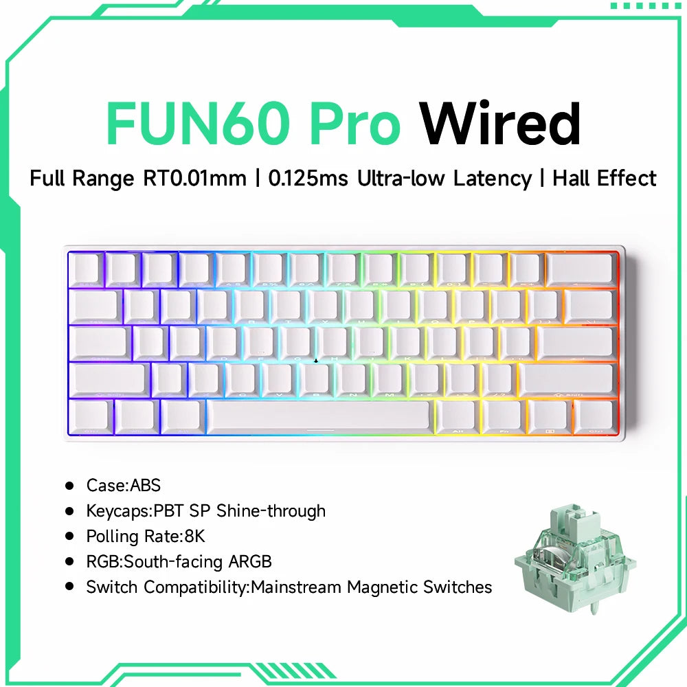 Clavier Gaming Monsgeek FUN60 Pro & MAX – Switchs Magnétiques, 60% Compact, 8K Polling Rate, ARGB