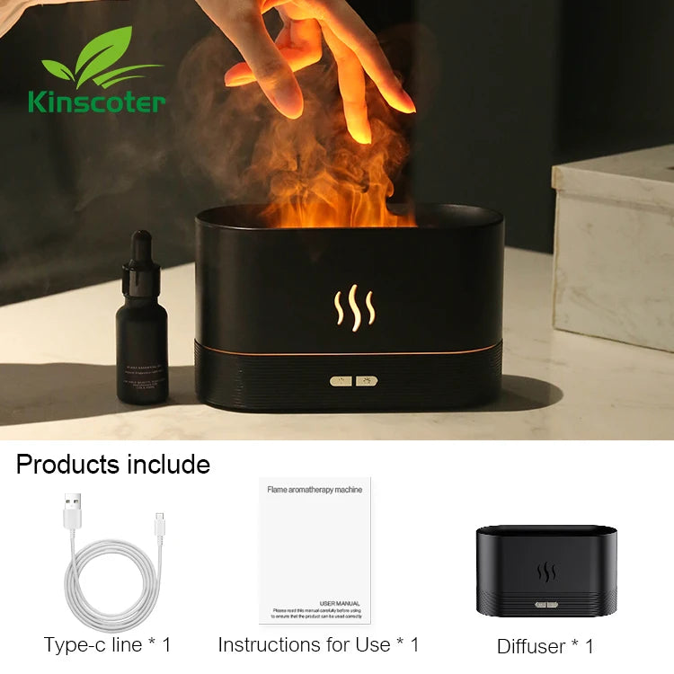 Diffuseur d’Arôme & Humidificateur à Effet Flamme – Kinscoter