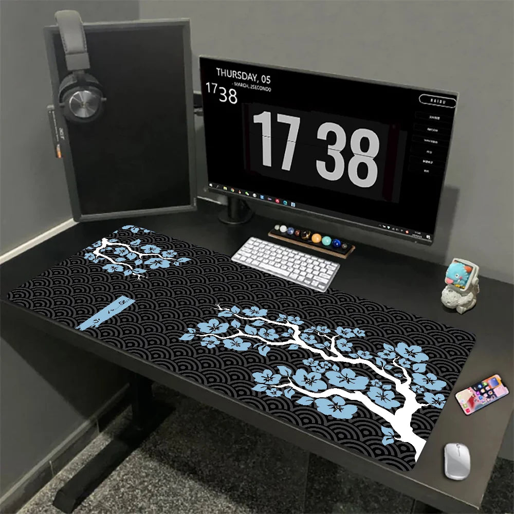 Tapis de souris XXL Sakura Japonais – Gaming & Bureau | Antidérapant | Design Fleurs de Cerisier