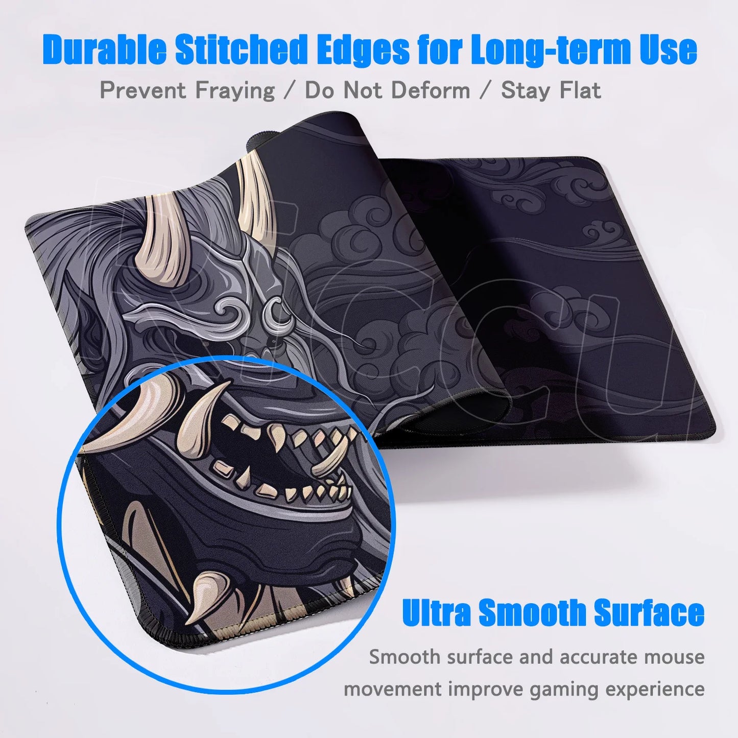 Tapis de souris XXL Oni Japonais – Gaming & Bureau | Motif démon samouraï | Antidérapant