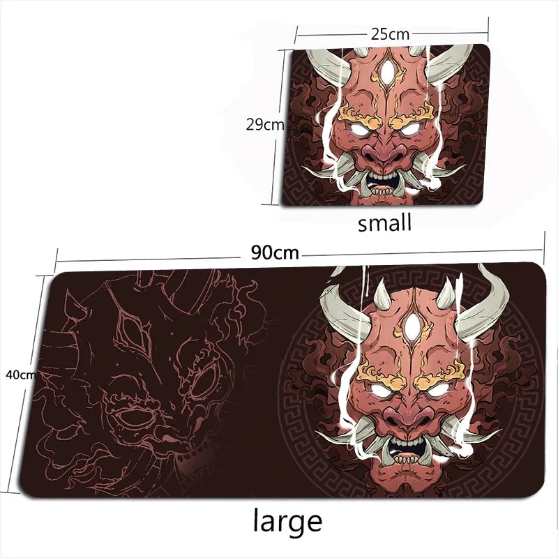 Tapis de souris XXL Oni Japonais – Gaming & Bureau | Antidérapant | Design Masque Démon