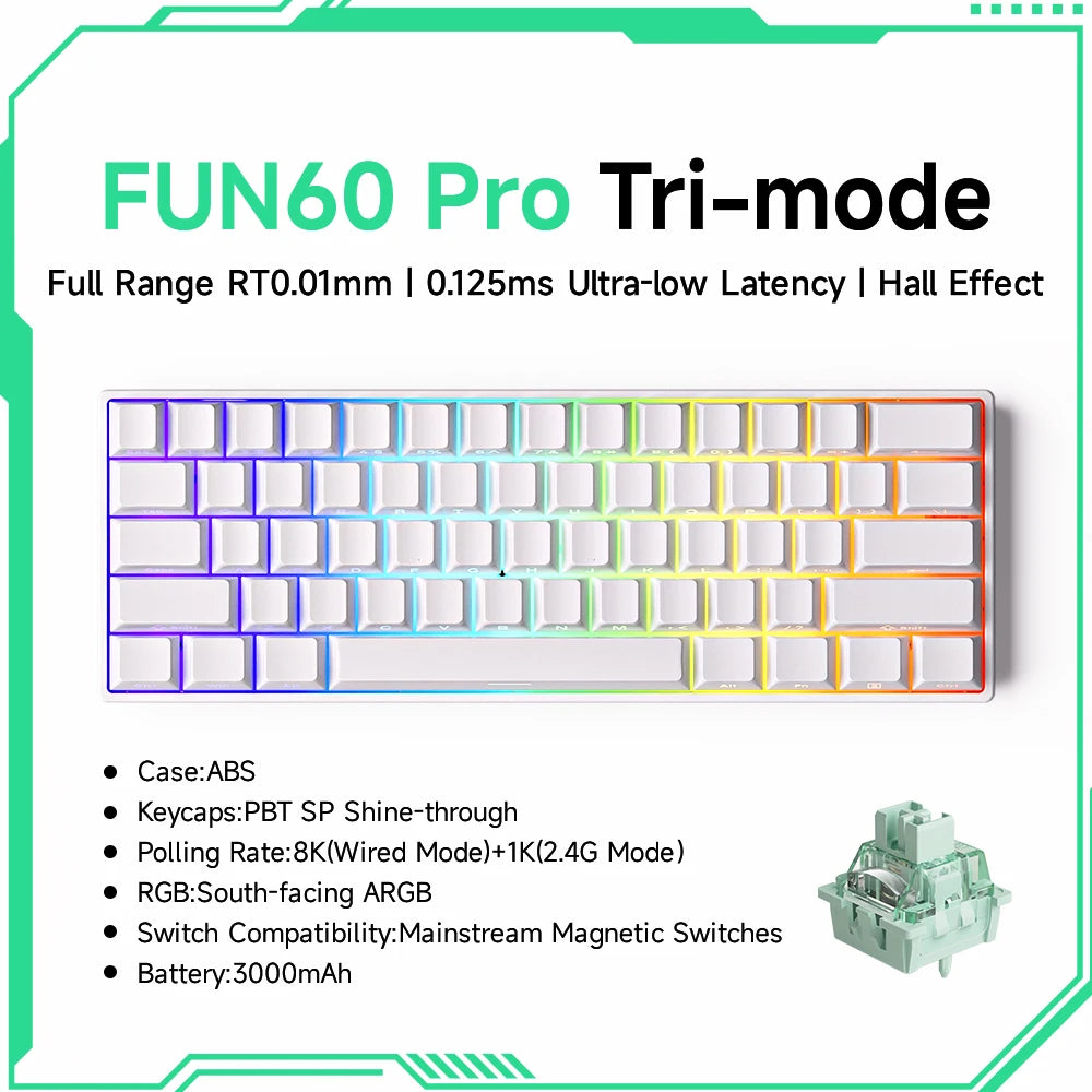 Clavier Gaming Monsgeek FUN60 Pro & MAX – Switchs Magnétiques, 60% Compact, 8K Polling Rate, ARGB