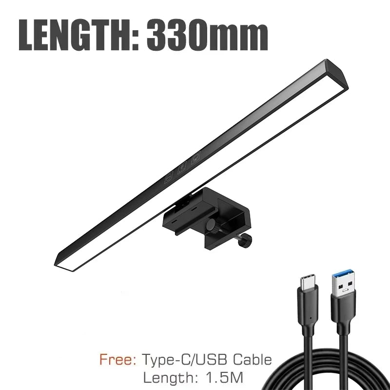 Barre lumineuse LED pour écran PC – Lampe de bureau USB, 3 températures de couleur, luminosité réglable, protection des yeux, montage sans encombrement