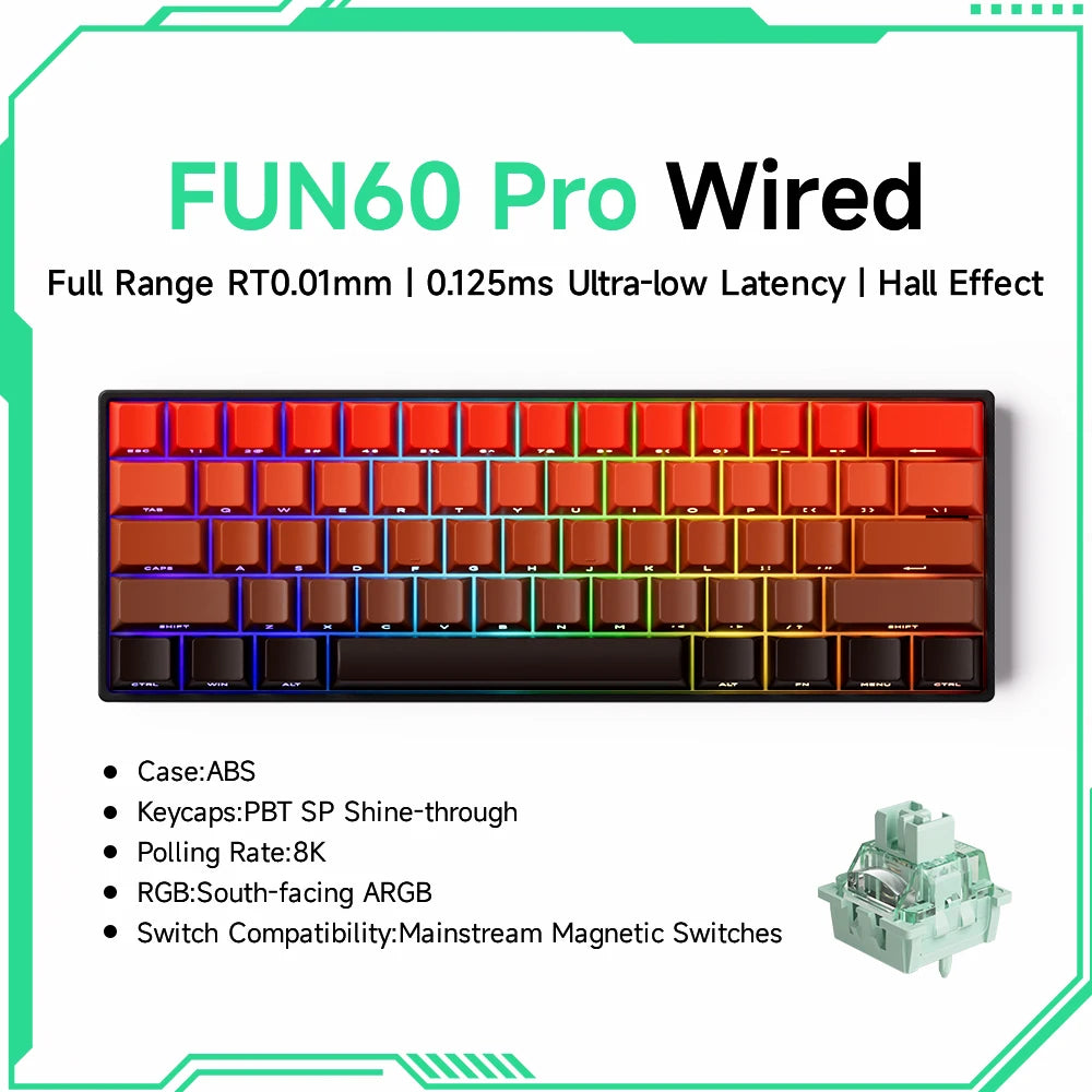 Clavier Gaming Monsgeek FUN60 Pro & MAX – Switchs Magnétiques, 60% Compact, 8K Polling Rate, ARGB