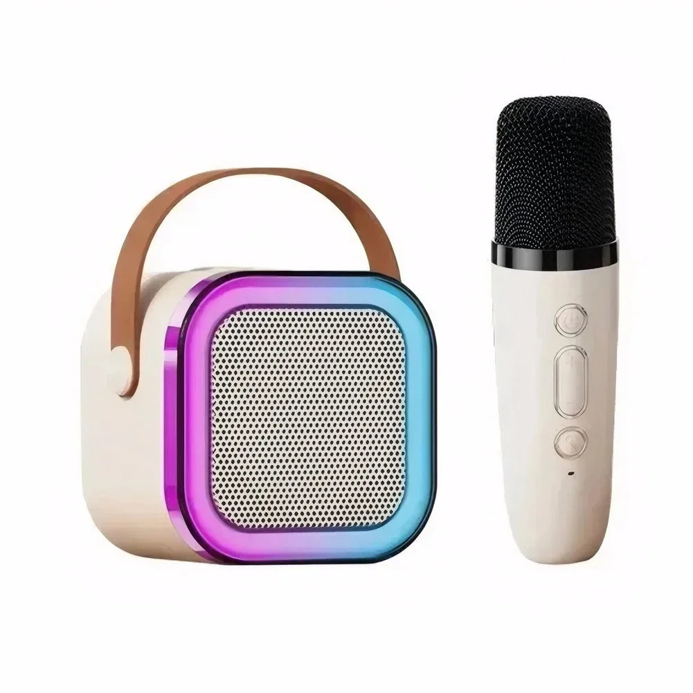 Machine de Karaoké K12 – Enceinte Bluetooth 5.3 avec 2 Micros Sans Fil, Lumières LED, Autonomie Longue