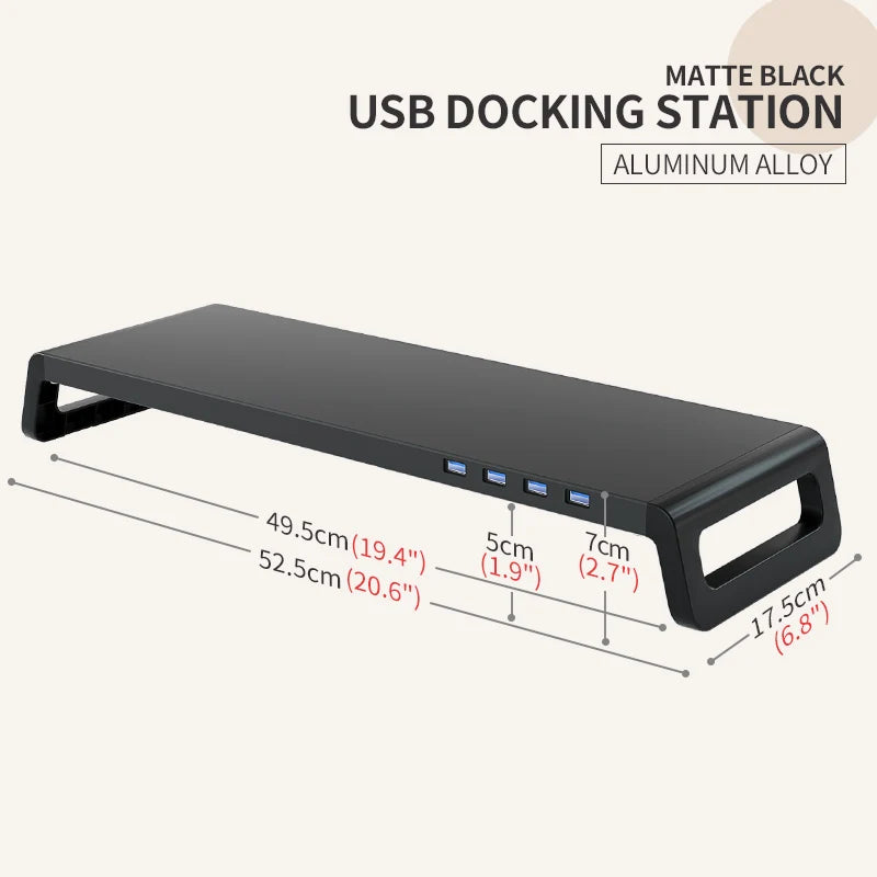 Support de Moniteur Ergonomique avec Rangement & Hub USB 3.0