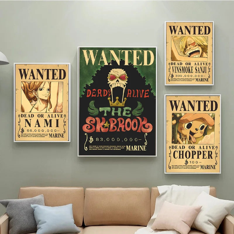Affiches Wanted One Piece – Posters Vintage des Mugs de Primes
