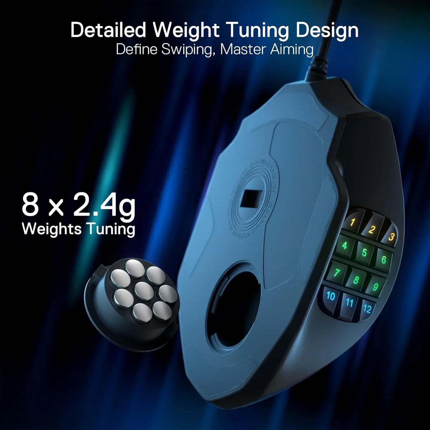 Redragon M908 Impact – Souris Gaming Filaire RGB, 12400 DPI, 18 Boutons Programmables, Poids Ajustable