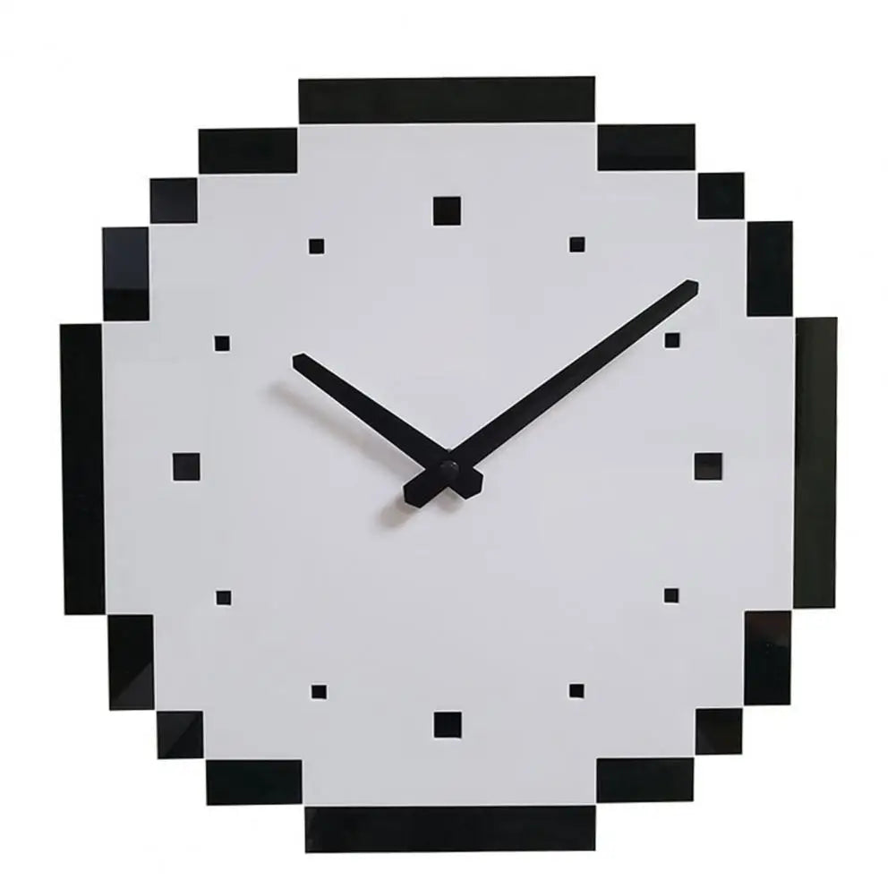 Horloge murale design Pixel, silencieuse à quartz – Style moderne pour maison, bureau et gaming room