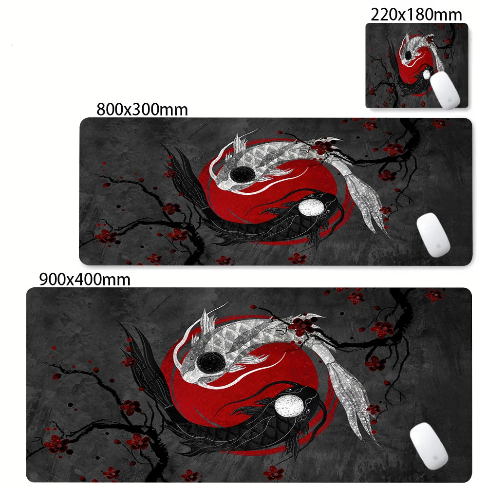 Tapis de souris XXL Japonais Koi – Gaming & Bureau | Antidérapant | Design Anime