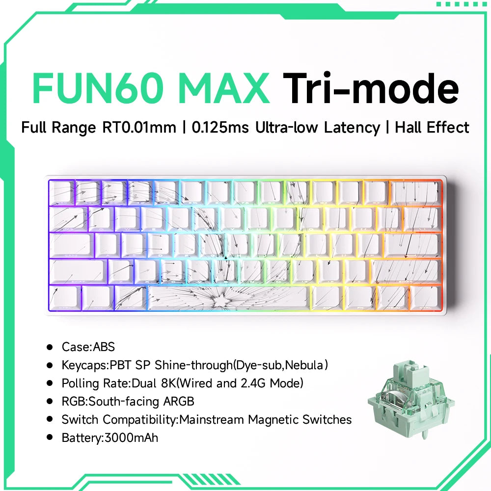 Clavier Gaming Monsgeek FUN60 Pro & MAX – Switchs Magnétiques, 60% Compact, 8K Polling Rate, ARGB