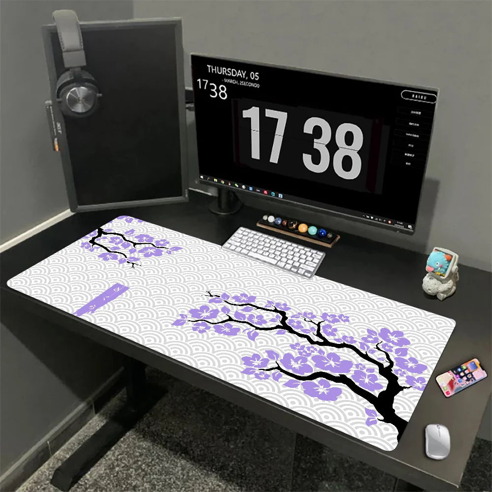 Tapis de souris XXL Sakura Japonais – Gaming & Bureau | Antidérapant | Design Fleurs de Cerisier