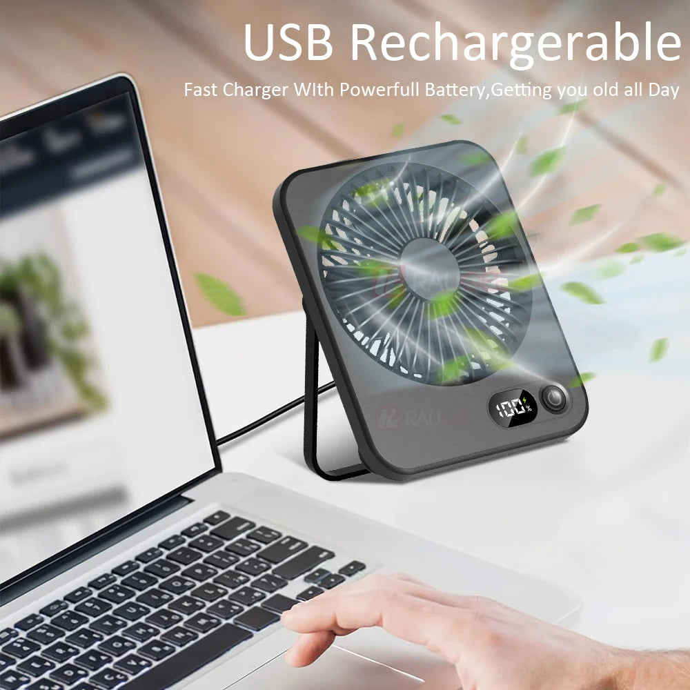 Ventilateur de Bureau Portable 3 en 1 – Silencieux & Rechargeable