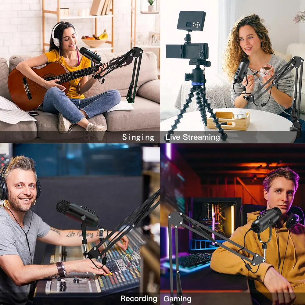 Microphone Professionnel USB Haomuren avec Bras Articulé – Qualité Studio