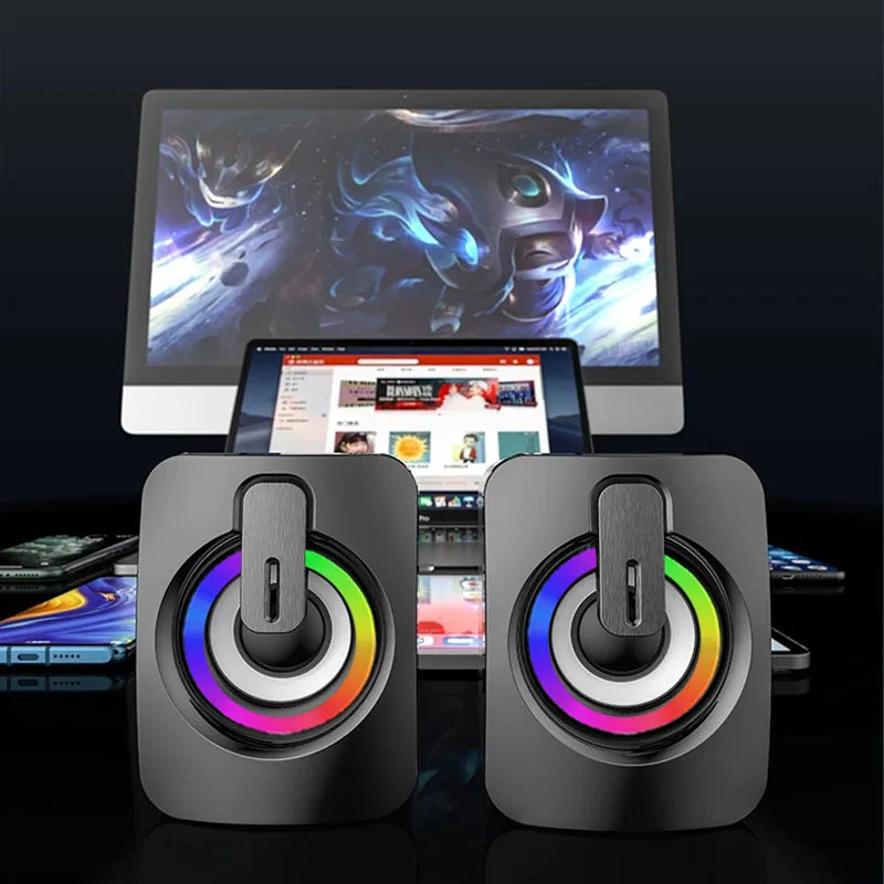 Haut-Parleurs PC Stéréo RGB – Son Hi-Fi avec Bass Renforcé, Connexion USB, Design LED Gamer