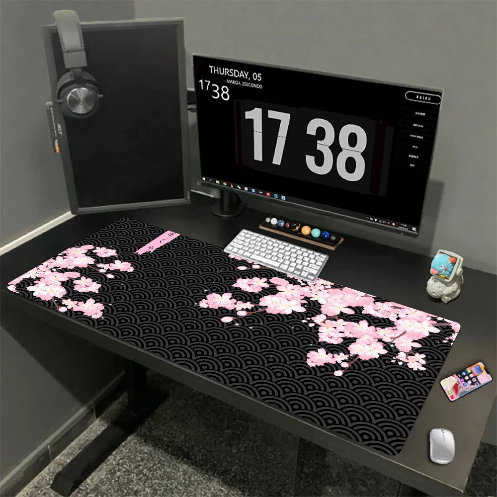 Tapis de souris XXL Sakura Japonais – Gaming & Bureau | Antidérapant | Design Fleurs de Cerisier