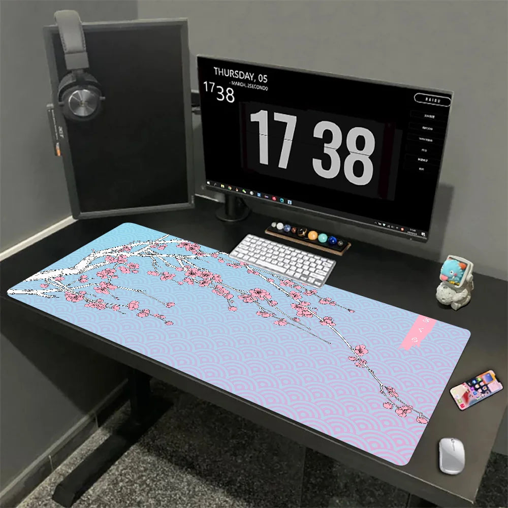 Tapis de souris XXL Sakura Japonais – Gaming & Bureau | Antidérapant | Design Fleurs de Cerisier