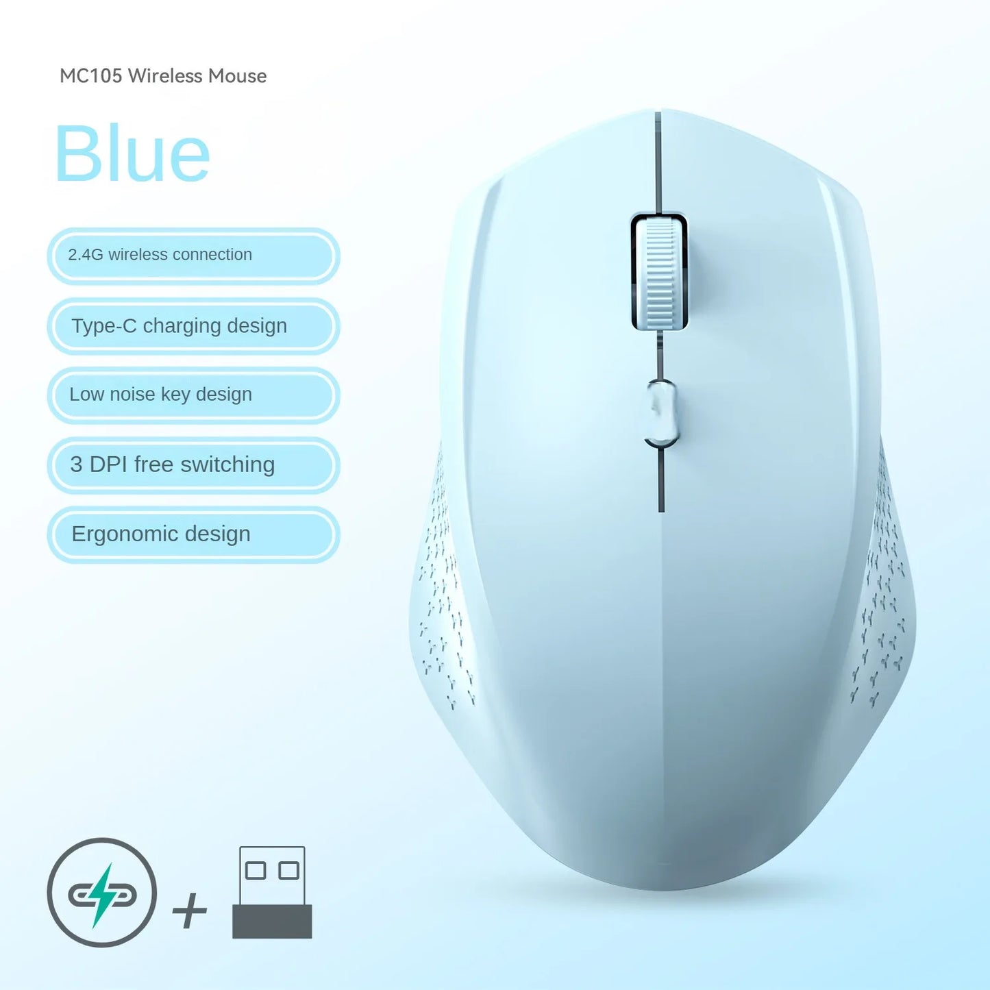 Souris Sans Fil Bluetooth 5.2 & 2.4G – Silencieuse | Rechargeable | 1600 DPI | PC & Mac