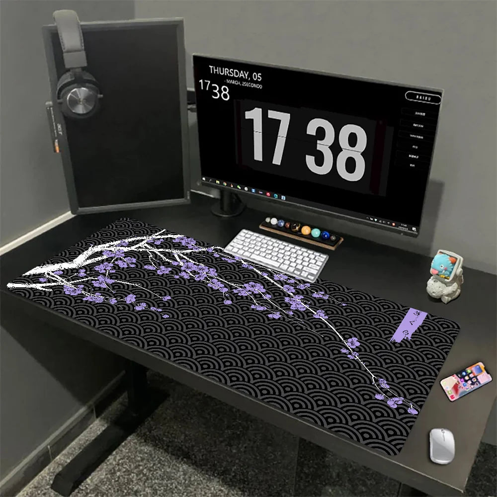 Tapis de souris XXL Sakura Japonais – Gaming & Bureau | Antidérapant | Design Fleurs de Cerisier