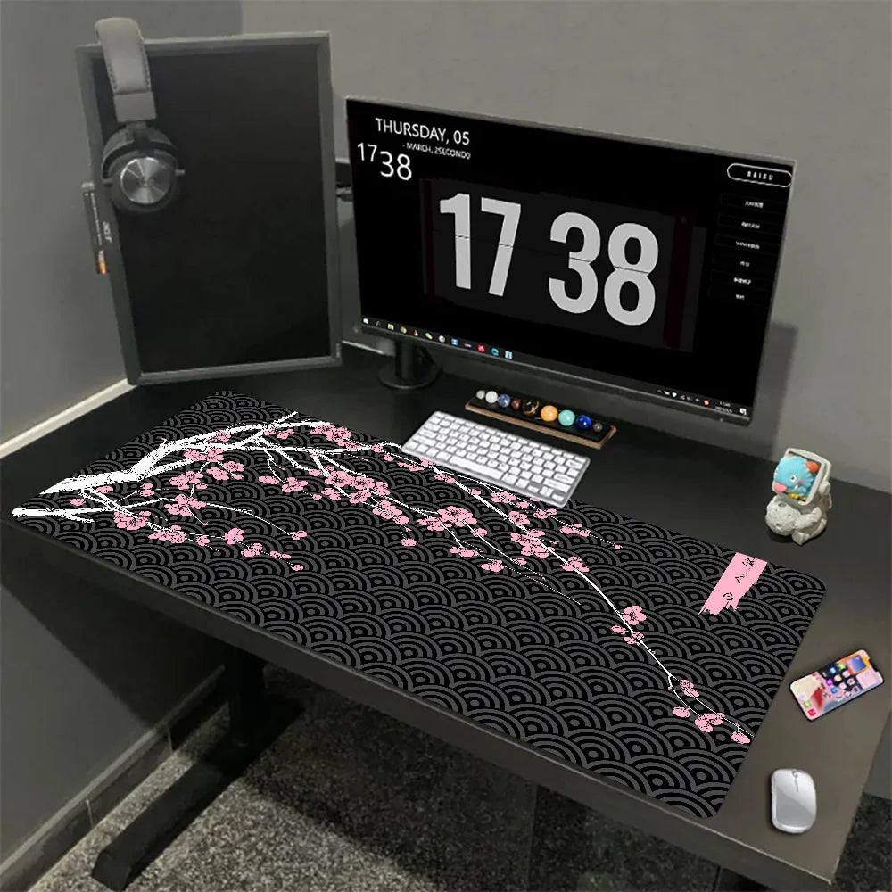 Tapis de souris XXL Sakura Japonais – Gaming & Bureau | Antidérapant | Design Fleurs de Cerisier