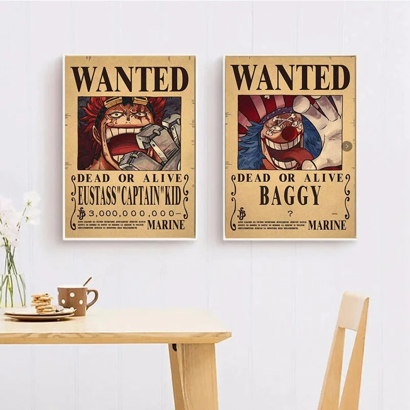 Affiches Wanted One Piece – Posters Vintage des Mugs de Primes