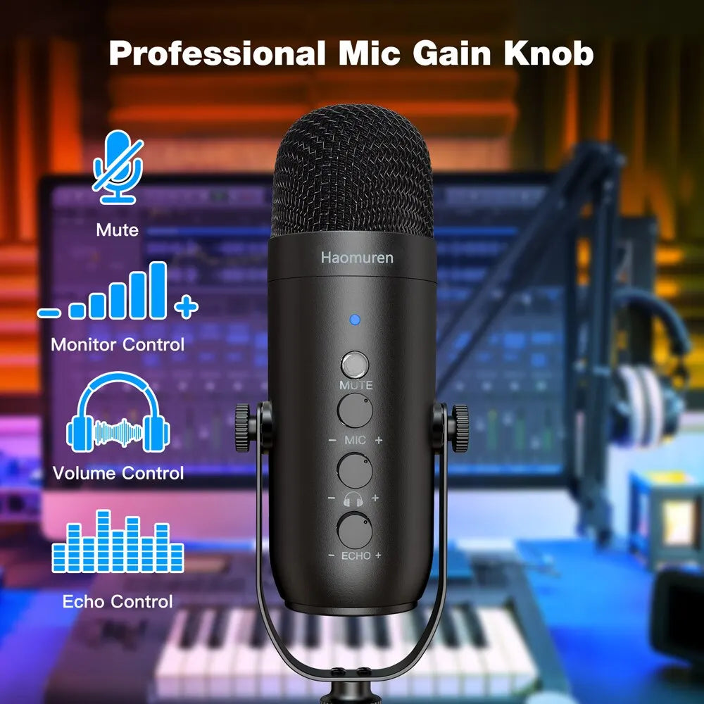 Microphone Professionnel USB Haomuren avec Bras Articulé – Qualité Studio