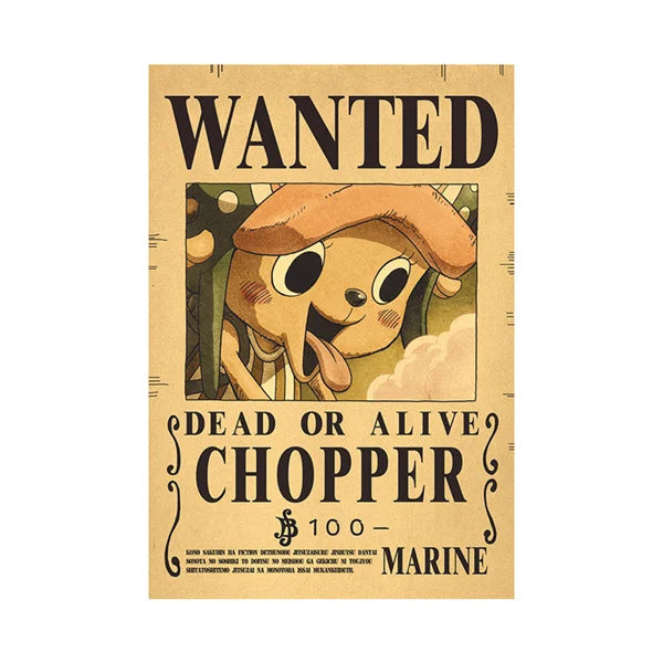 Affiches Wanted One Piece – Posters Vintage des Mugs de Primes