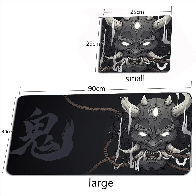 Tapis de souris XXL Oni Japonais – Gaming & Bureau | Antidérapant | Design Masque Démon