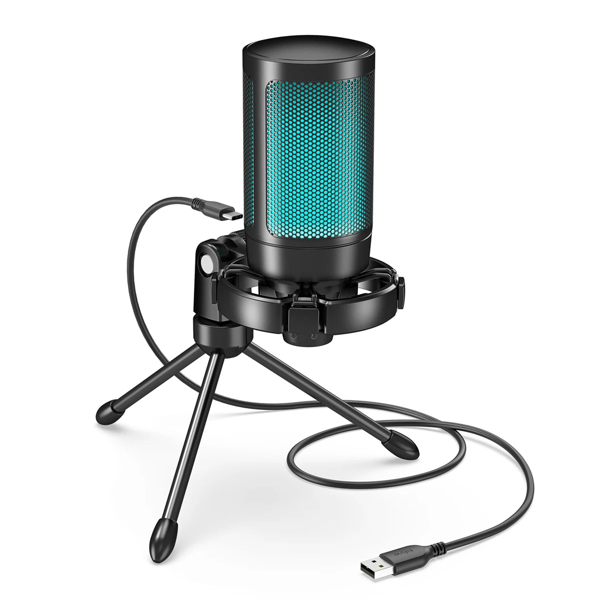 Microphone USB Gamer FIFINE AmpliGame A2 – Condensateur RGB | Tactile mute | Trépied inclus | PC, PS4/PS5