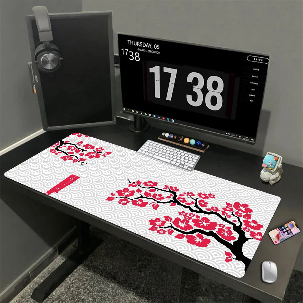 Tapis de souris XXL Sakura Japonais – Gaming & Bureau | Antidérapant | Design Fleurs de Cerisier
