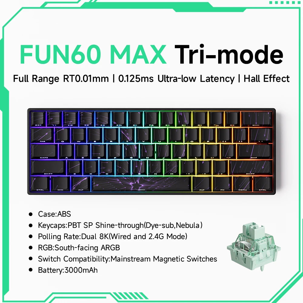 Clavier Gaming Monsgeek FUN60 Pro & MAX – Switchs Magnétiques, 60% Compact, 8K Polling Rate, ARGB