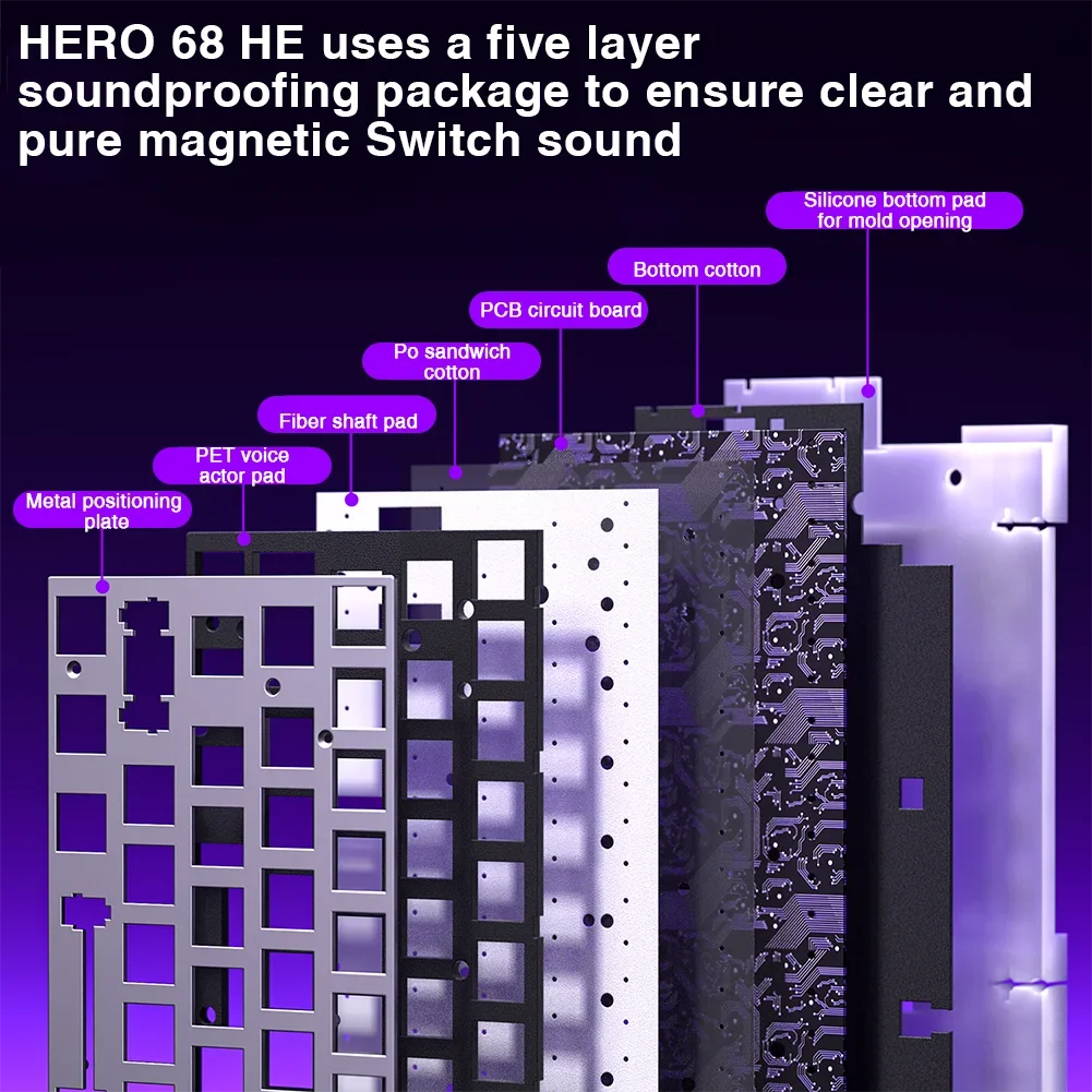 Clavier Gaming AULA HERO 68HE – Switch Magnétique, 68 Touches, RGB, 8K Polling Rate – Filaire Esport