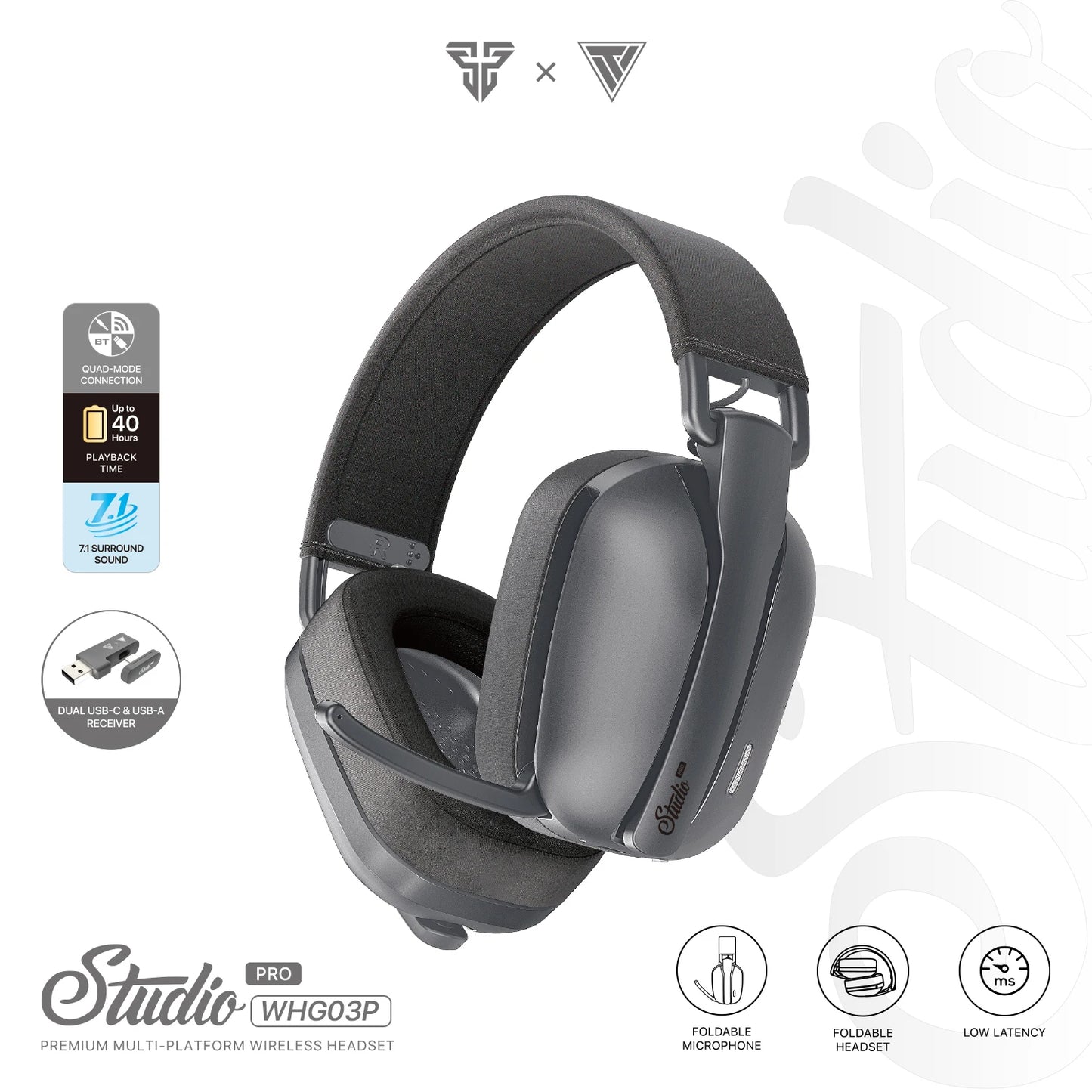 FANTECH WHG03P Studio Pro – Casque Gaming 7.1 Sans Fil & Filaire – Bluetooth + Micro Réduction de Bruit