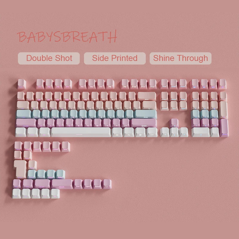 Set de Keycaps PBT Rétroéclairés – Double Injection, RGB, 135 Touches