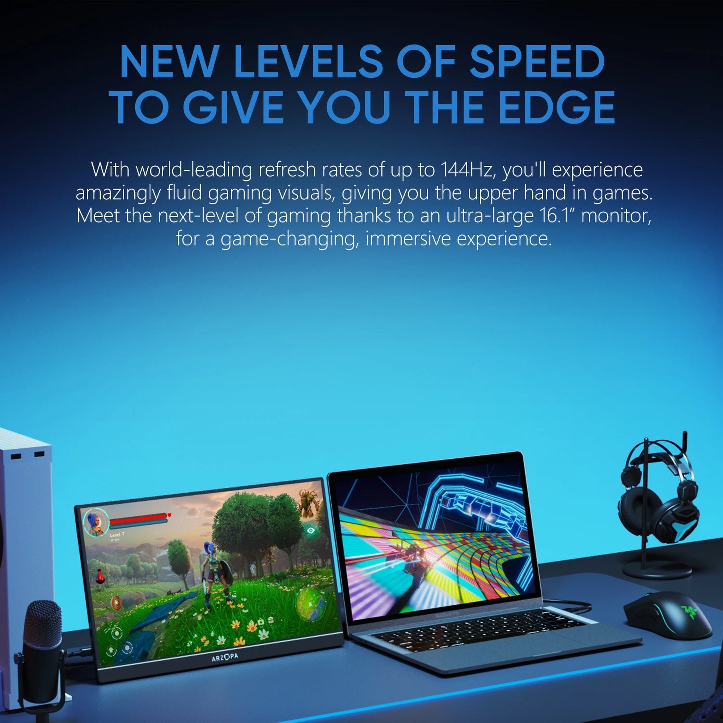 ARZOPA Moniteur Portable 16.1" 144Hz FHD IPS – Gaming et Productivité