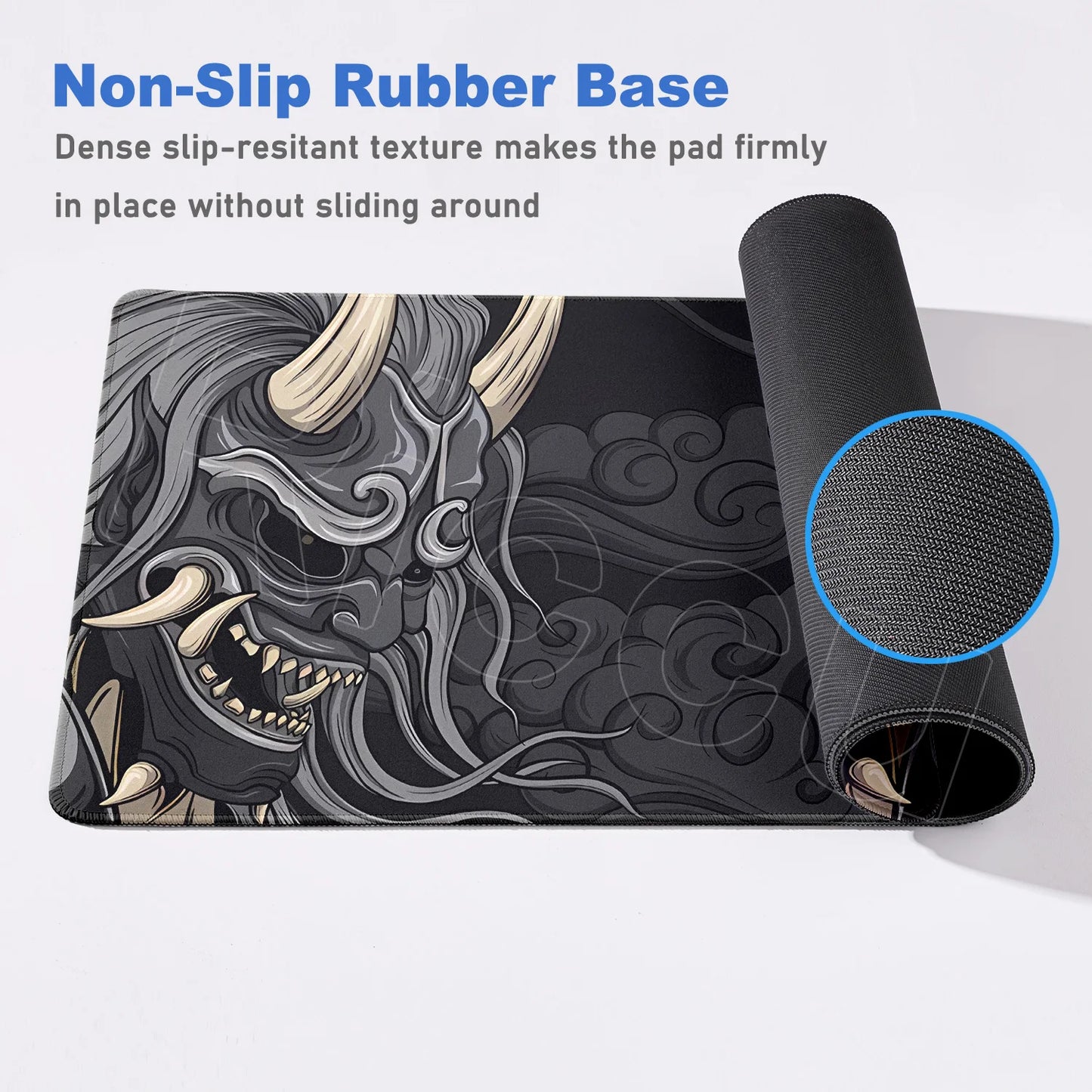 Tapis de souris XXL Oni Japonais – Gaming & Bureau | Motif démon samouraï | Antidérapant