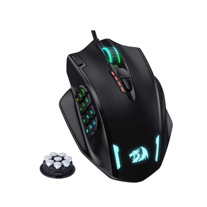 Redragon M908 Impact – Souris Gaming Filaire RGB, 12400 DPI, 18 Boutons Programmables, Poids Ajustable