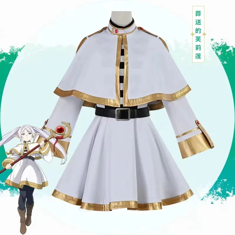 Cosplay Sousou No Frieren – Costume Complet avec Perruque, Accessoires et Oreilles d’Elfe